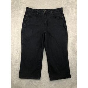 JUDY BLUE Jeans Size 22W (40x24) Black Wide Leg Crop Garment Dyed High Rise